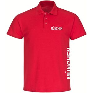 multifanshop Poloshirt - München rot - Brust & Seite - Druck weiß - Polo