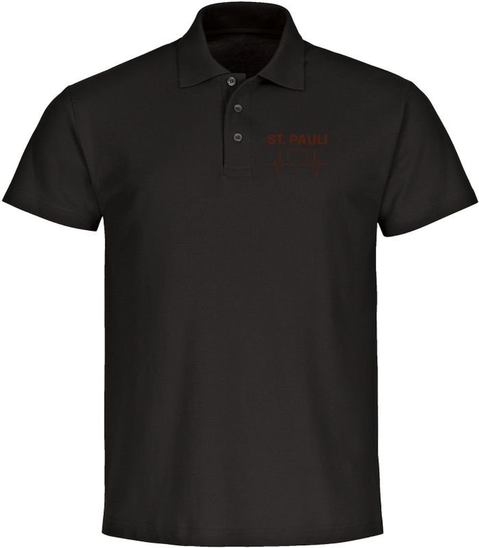multifanshop Poloshirt - St. Pauli - Herzschlag - Druck braun - Polo