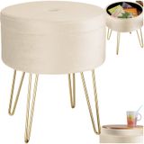 tectake® Sitzhocker mit Stauraum, rund, in Samtoptik, 37,5 x 44,5 cm