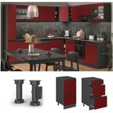 Vicco Schubladenunterschrank Küchenschrank Küchenmöbel R-Line J-Shape Anthrazit Rot 40 cm modern