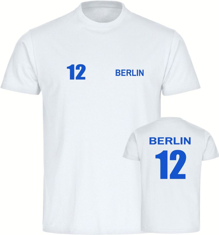 multifanshop Kinder T-Shirt - Berlin blau - Trikot Nummer 12 - Druck blau - Kind