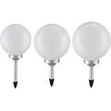 3x LED Solarleuchte, Kugel, Erdspieß, Akku, IP44