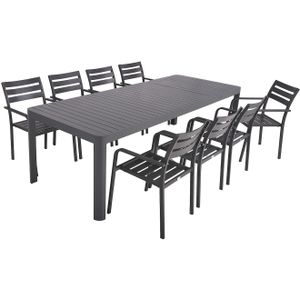 Alu Tischgruppe AMIRA Set 03 9-tlg Garten Sitzgruppe Outdoor Grau Metall Möbel