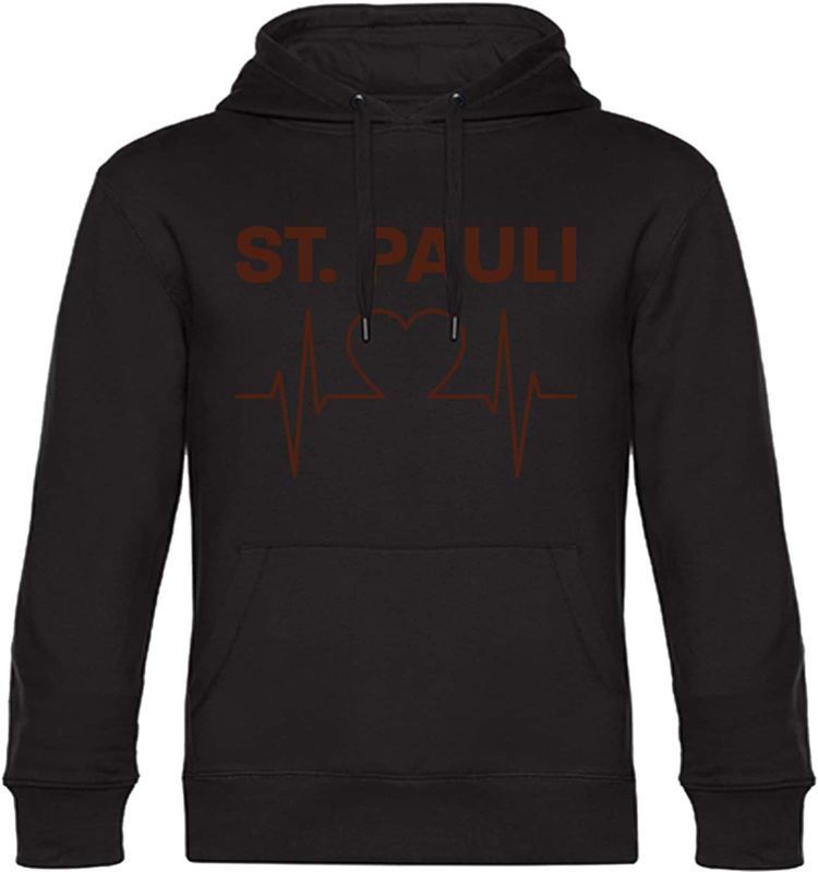 multifanshop Kapuzen Sweatshirt - St. Pauli - Herzschlag - Druck braun - Hoodie