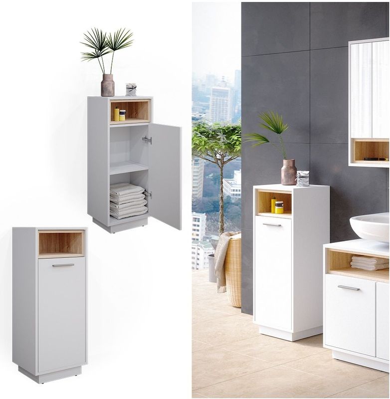 Vicco Badschrank Badezimmerschrank Midischrank Beatrice weiß Badregal Badmöbel