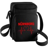 multifanshop Umhängetasche - Nürnberg - Herzschlag - Druck rot - Tasche