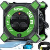 MASKO® Kabeltrommel Verlängerungskabel mit Schutzkontaktsteckdosen & Wickelgriff  Outdoor Kabelaufroller Thermoschutz  Gerätetrommel IP44 1000W ~ 3000W  inkl. Tragegriff und Montagehandschuhe