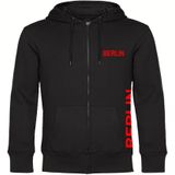 multifanshop Kapuzen Sweatshirt Jacke - Berlin rot - Brust & Seite - Druck rot - Sweat