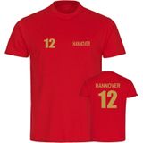 multifanshop Herren T-Shirt - Hannover - Trikot Nummer 12 gold - Druck gold metallic - Männer