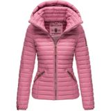 MARIKOO Damen Stylische Steppjacke Übergangsjacke mit abnehmbarer Kapuze Löwenbaby