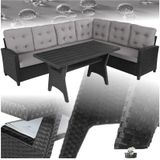 tectake® Rattan Lounge, für 6 Personen, UV-beständig, Tisch mit Schraubfüßen