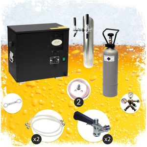 Untertheken Komplett Set Zapfanlage, Bierzapfanlage AS-40, 2-leitig, Durchlaufkühler, Nasskühler - Untertheke, inkl. Schanksäule, Green Line, Zapfkopf:Kombi,Zapfkopf 2:Flach