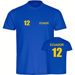 multifanshop Kinder T-Shirt - Ecuador - Trikot Nummer 12 - Druck gelb - Kind