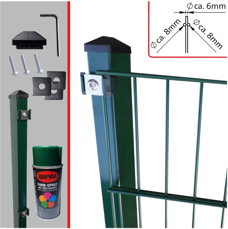 Fa-Bausysteme Doppelstabzaun Moosgrün  8-6-8 Plättchen 2030 mm 2,5 m