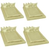 tectake® 4 Bettwäsche-Sets Satin, 24-teilig, atmungsaktiv, 150 x 200 cm
