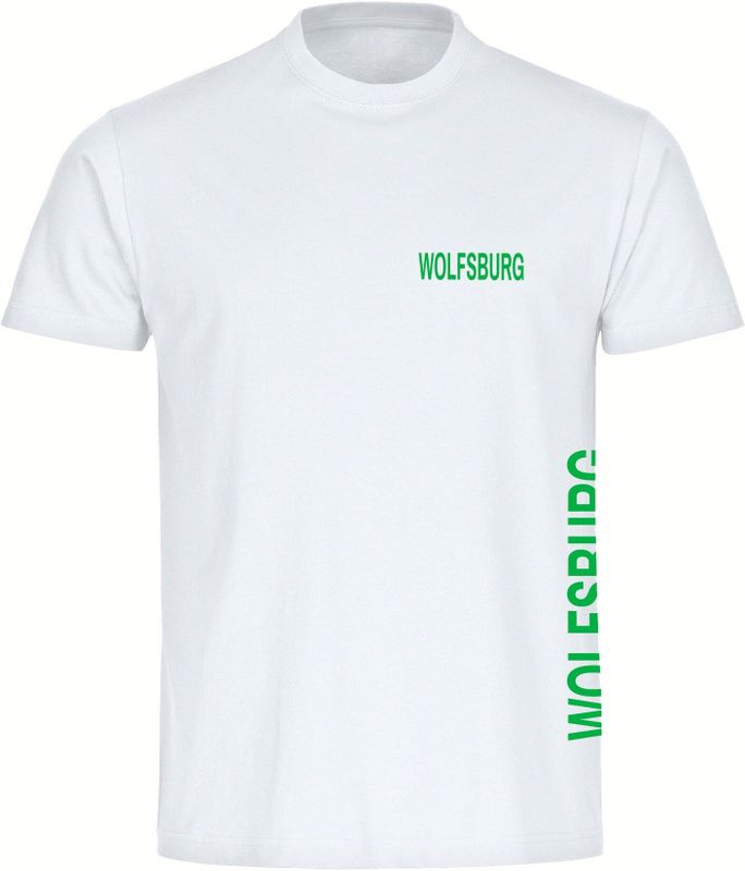 multifanshop Kinder T-Shirt - Wolfsburg - Brust & Seite - Druck grün - Kind