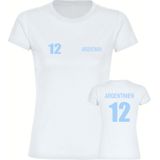 multifanshop Damen T-Shirt - Argentinien - Trikot Nummer 12 - Druck hellblau - Frauen