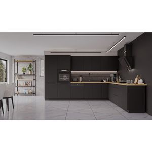 Winkelküche SIENA 350x290 cm Küchenzeile Einbauküche Eckküche Küche Schwarz matt