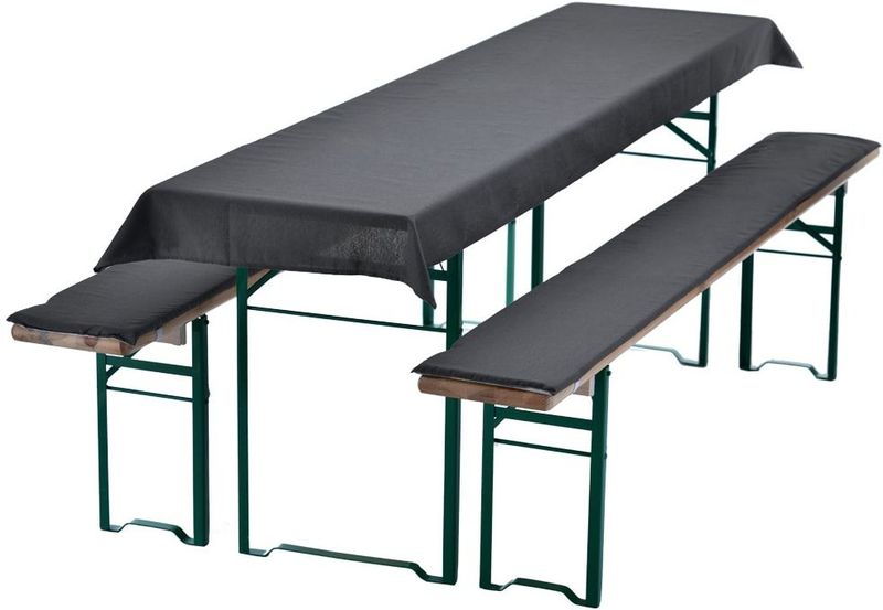 NYVI Bierbankauflagen Set NYVIGala 3 teilig - Auflagen für Bierzeltgarnitur - Tischdecke für Biertisch & Sitzpolster für Bierbänke Farbe:Anthrazit;Größe:240x90 cm