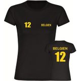 multifanshop Damen T-Shirt - Belgien - Trikot Nummer 12 - Druck gelb - Frauen