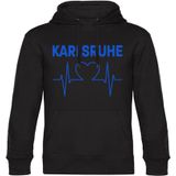 multifanshop Kapuzen Sweatshirt - Karlsruhe - Herzschlag - Druck blau - Hoodie