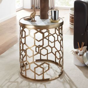 Beistelltisch FineBuy Sofatisch Echter Marmor Ø 44cm Tisch Wohnzimmertisch Rund