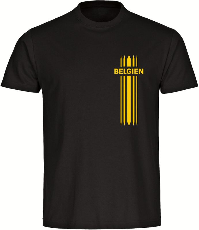 multifanshop Herren T-Shirt - Belgien - Streifen - Druck gelb - Männer