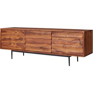 Massives TV-Board 150 cm Sheesham Massivholz Fernsehschrank mit 3 Türen Lowboard