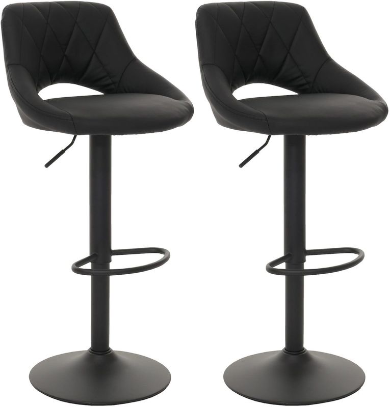 2er-Set Barhocker MCW-N64, Barstuhl Tresenhocker, Fußablage drehbar, Kunstleder Metall ~ schwarz