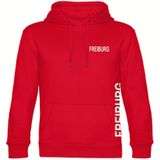 multifanshop Kapuzen Sweatshirt - Freiburg - Brust & Seite - Druck weiß - Hoodie