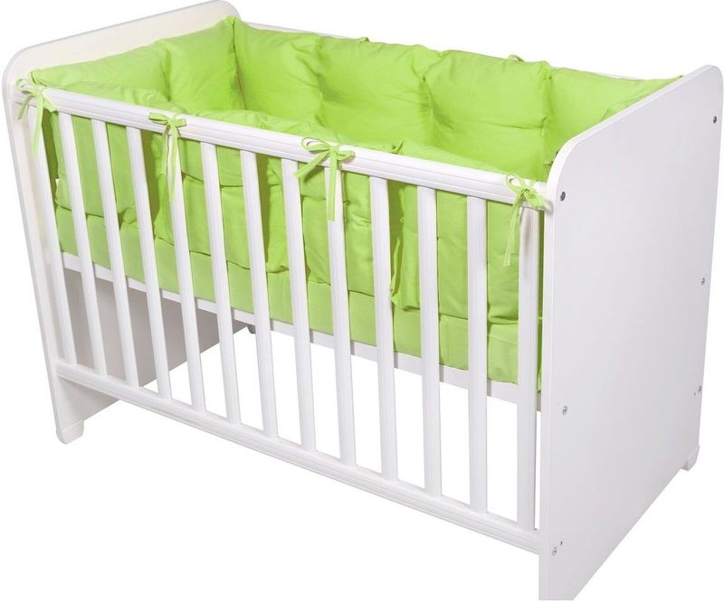 Lorelli Babybett-Nestchen 4-teilig rundum, Babybett 120 x 60 cm, 100% Baumwolle grün