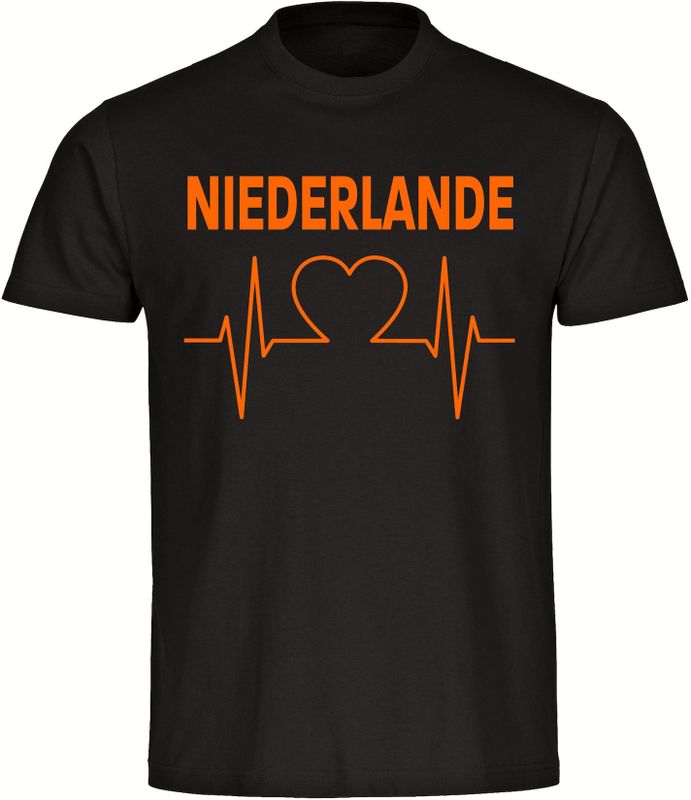 multifanshop Kinder T-Shirt - Niederlande - Herzschlag - Druck orange - Kind