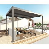 Pergola MCW-L46, Gartenpavillon Lamellen-Pavillon, 10cm-Aluminium-Gestell, Regenrinne sturmfest, 3x3m ~ anthrazit