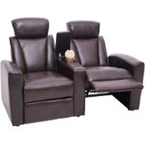 2er Kinosessel MCW-H30, Relaxsessel Fernsehsessel Zweisitzer Sofa, Staufach Soft Touch Kunstleder ~ braun