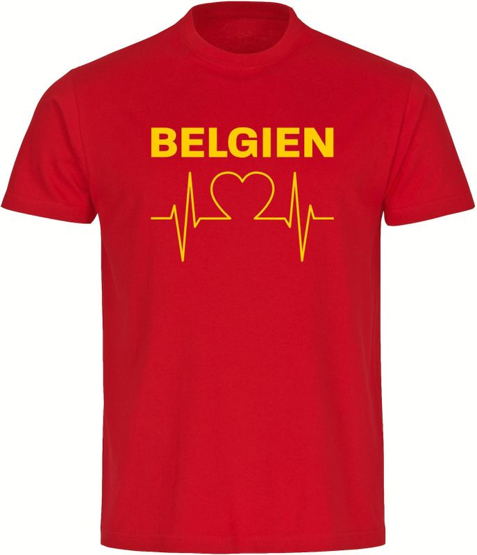 multifanshop Kinder T-Shirt - Belgien - Herzschlag - Druck gelb - Kind