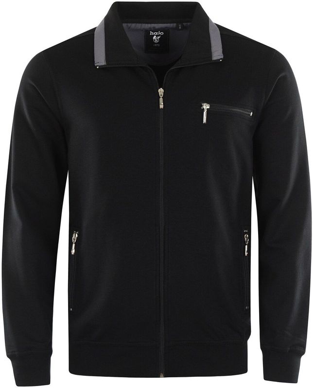 Hajo Jacke Unifarbene Comfort Fit-Sweatjacke Stay-Fresh mit Stehkragen und Brusttasche