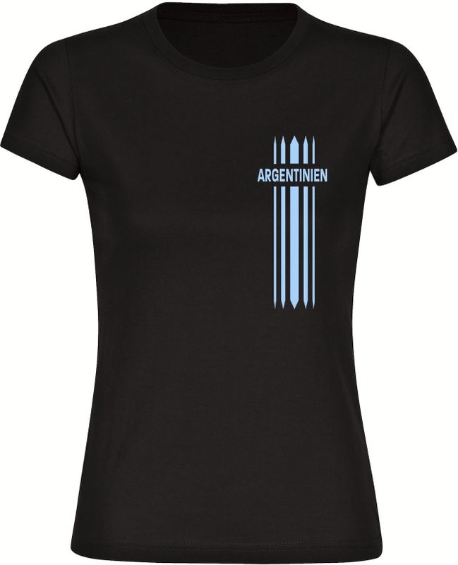 multifanshop Damen T-Shirt - Argentinien - Streifen - Druck hellblau - Frauen