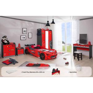 Kinderzimmer komplett Set Autobett Rio 5 teilig Rot