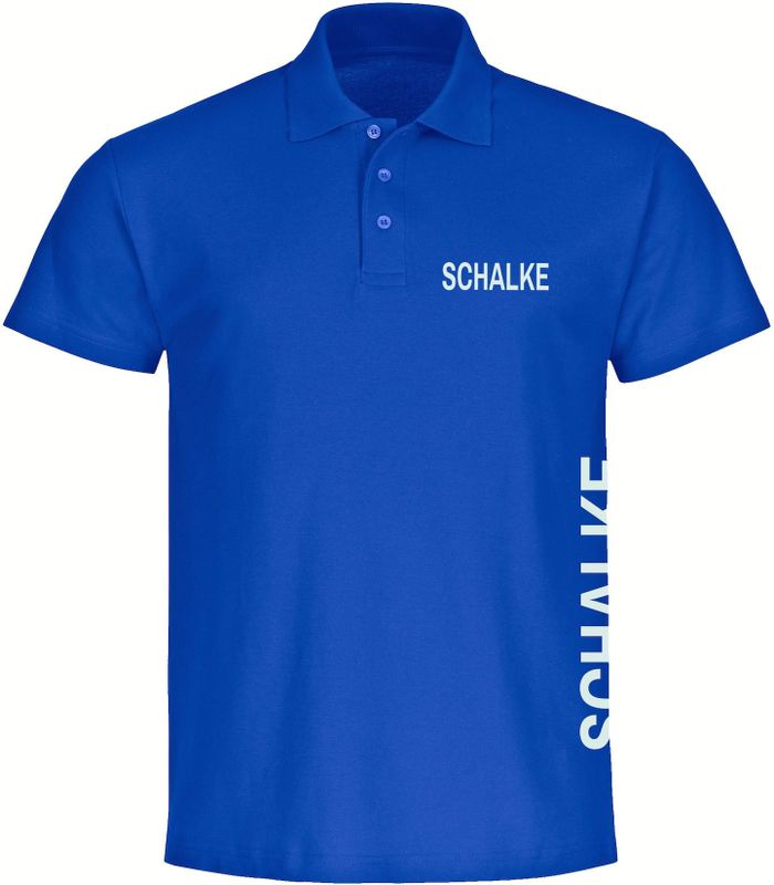 multifanshop Poloshirt - Schalke - Brust & Seite - Druck weiß - Polo
