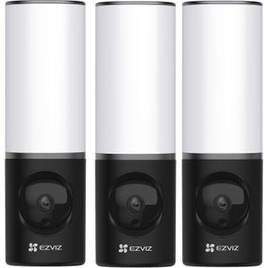 EZVIZ LC3 Smart Outdoor Security Light, Außen Wandlampe mit Überwachungskamera, 3er-Set