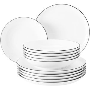 Seltmann Weiden Tafelservice rund Lido Black Line 12er Set