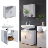 Vicco Spiegelwaschtischunterschrank Waschbeckenunterschrank Badschrank Irma Weiß Hochglanz modern 60x59 cm Badezimmer Schrank Badmöbel Schranktür Schrankfach Ablage Aufbewahrung Dekospiegel