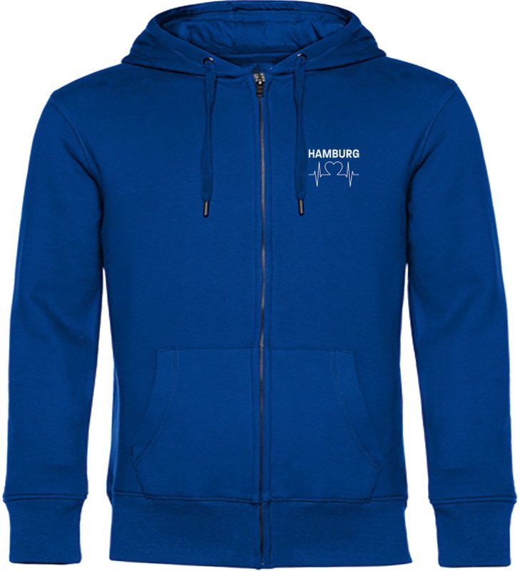 multifanshop Kapuzen Sweatshirt Jacke - Hamburg - Herzschlag - Druck weiß - Sweat
