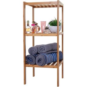 Badregal MCW-B18, Badezimmer Badschrank Standregal, Bambus ~ 80x34x33cm