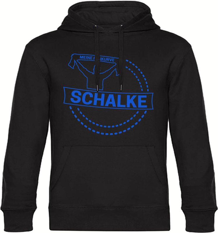 multifanshop Kapuzen Sweatshirt - Schalke - Meine Fankurve - Druck blau - Hoodie