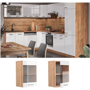 Vicco Hängeglasschrank Küchenschrank Küchenzeile R-Line 40 cm Goldkraft Weiß