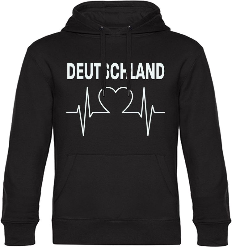multifanshop Kapuzen Sweatshirt - Deutschland - Herzschlag - Druck weiß - Hoodie