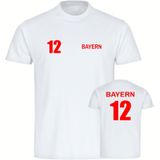 multifanshop Herren T-Shirt - Bayern - Trikot Nummer 12 - Druck rot - Männer
