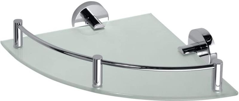 Brillantbad BOMEGA Glasablage Eckmodell Messing Chrom poliert für Bad & Küche >> zum Bohren