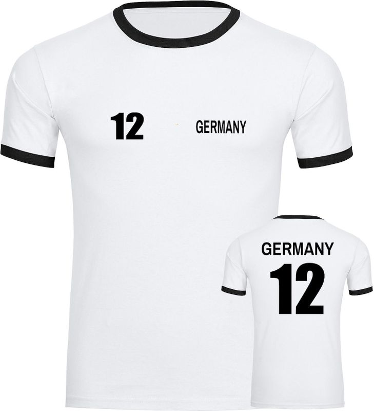 multifanshop Kontrast T-Shirt - Germany - Trikot Nummer 12 - Druck schwarz - Männer